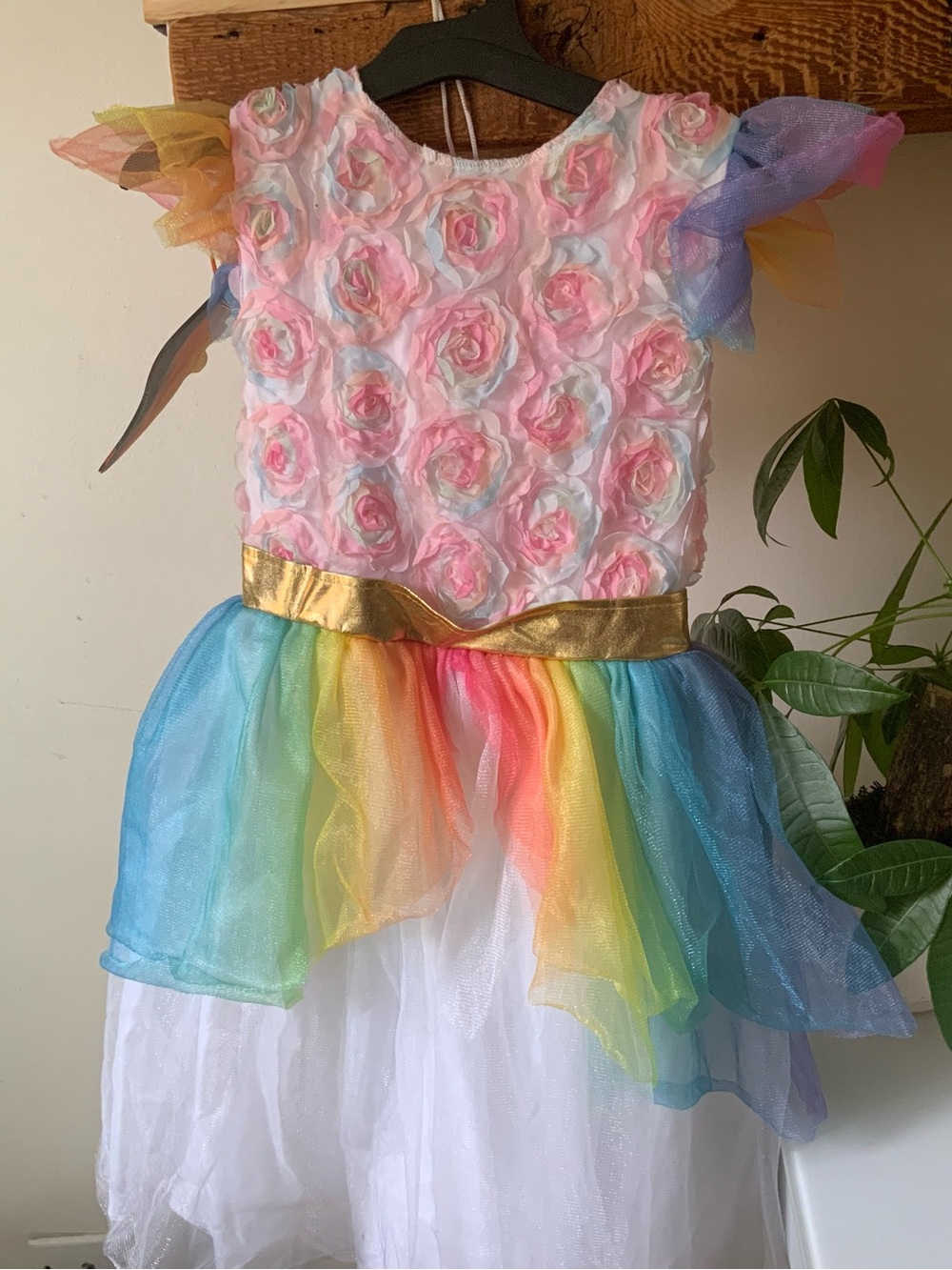Rainbow Floral Tulle light up Unicorn Kids Costume Dress - Pink & Multicolor